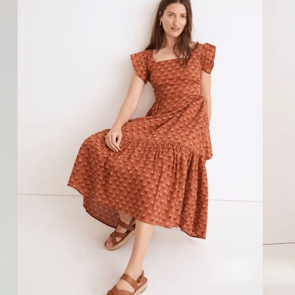 Madewell Ruffle-Strap Tiered Midi Dress Size Medium - Picture 1 of 14